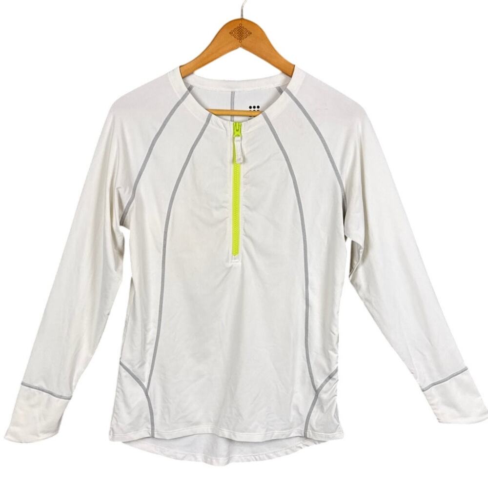 Title Nine Women's Pullover Jacket White Lime Green Gray Size M Lightweight